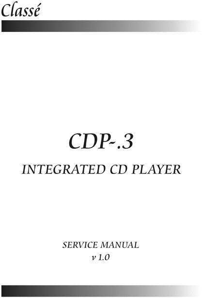 Product picture Classe CDP-. 3 Cd Player ,Original  Service Manual