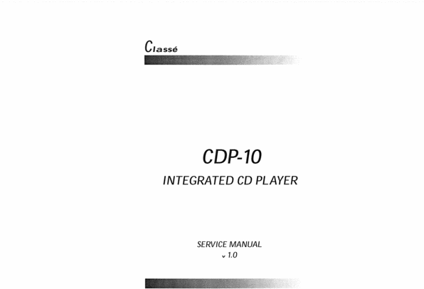 Product picture Classe  CDP-10 CD Player ,Original  Service Manual