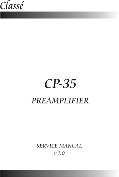 Product picture Classe CP-35 Preamplifier , Original Service Manual