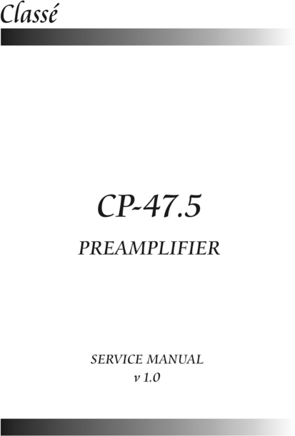 Product picture Classe CP-47.5 Preamplifier , Original Service Manual