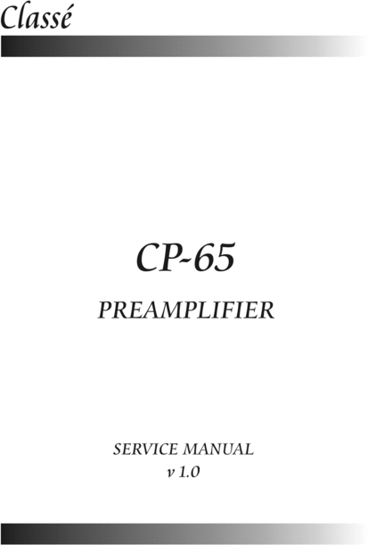 Product picture Classe CP-65 Preamplifier , Original Service Manual