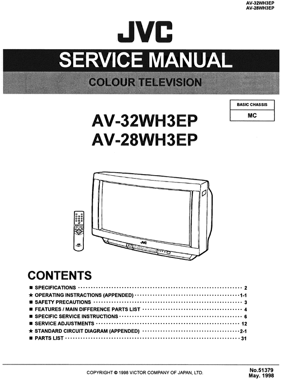Product picture JVC  AV-28WH3 , AV-32WH3  , Service Manual & Schematics