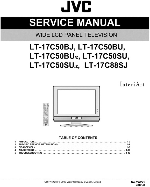 Product picture JVC  LT-17C50 , LT-17C88 , Service Manual & Schematics
