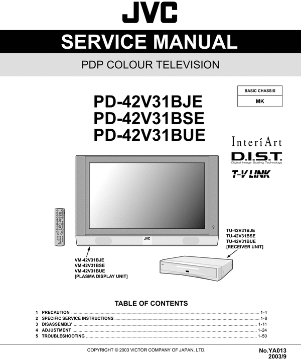 Product picture JVC  PD-42V31 , Plasma TV , Service Manual & Schematics