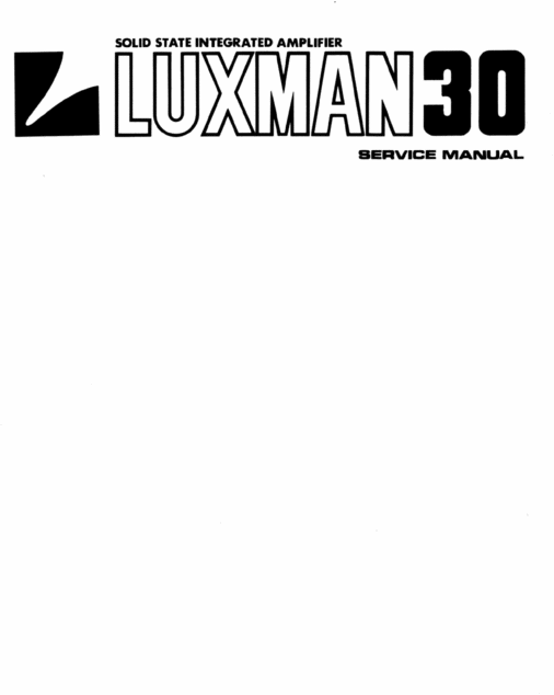 Product picture Luxman  L-30 amplifier , Service-Repair Manual