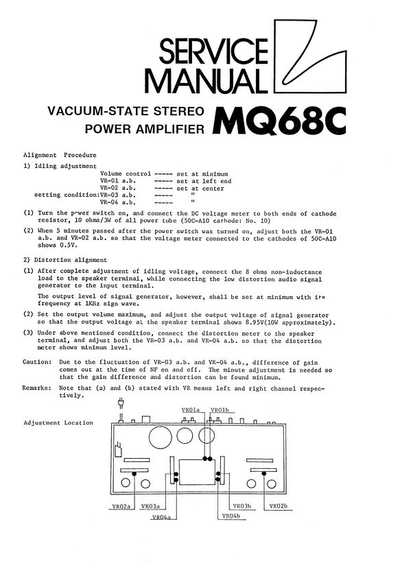 Product picture Luxman MQ-68C  Tube Power Amplifier , Service Manual