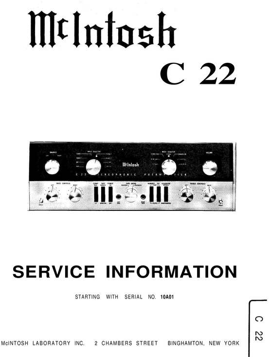 Product picture McIntosh C-22 , Original Service Manual