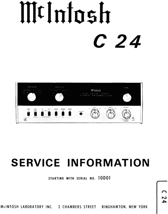 Product picture McIntosh C-24 , Original Service manual