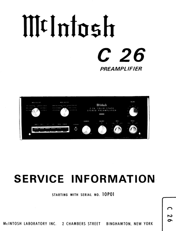 Product picture McIntosh C-26 , Original Service manual