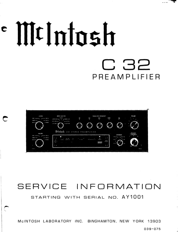 Product picture McIntosh C-32 , Original Service manual