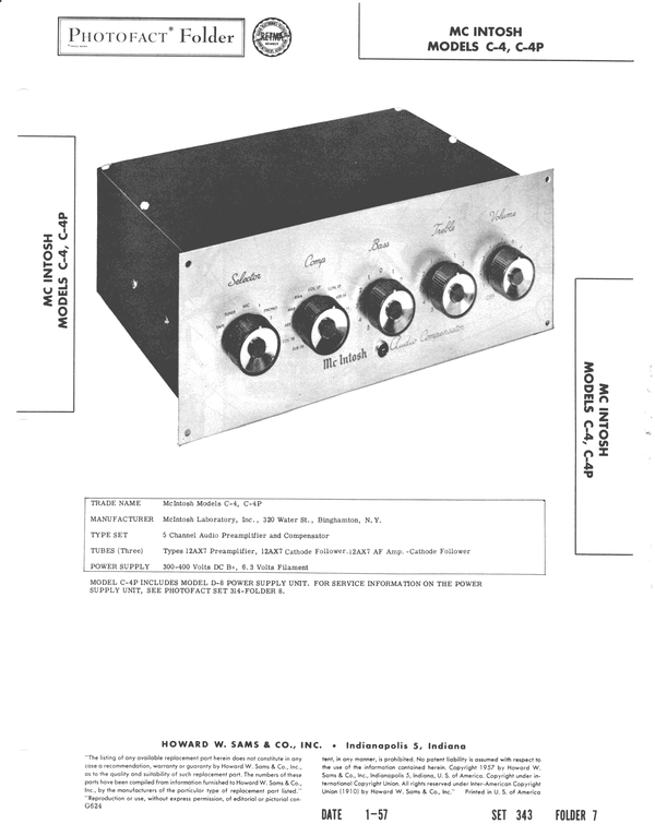 Product picture McIntosh C4 & C4P , Original Service manual