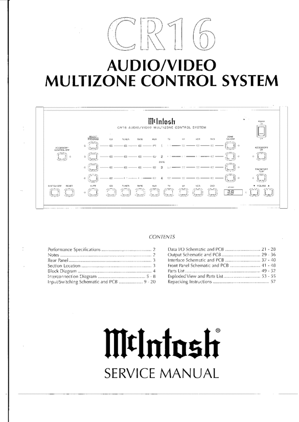 Product picture McIntosh CR-16 , Original Service Manual