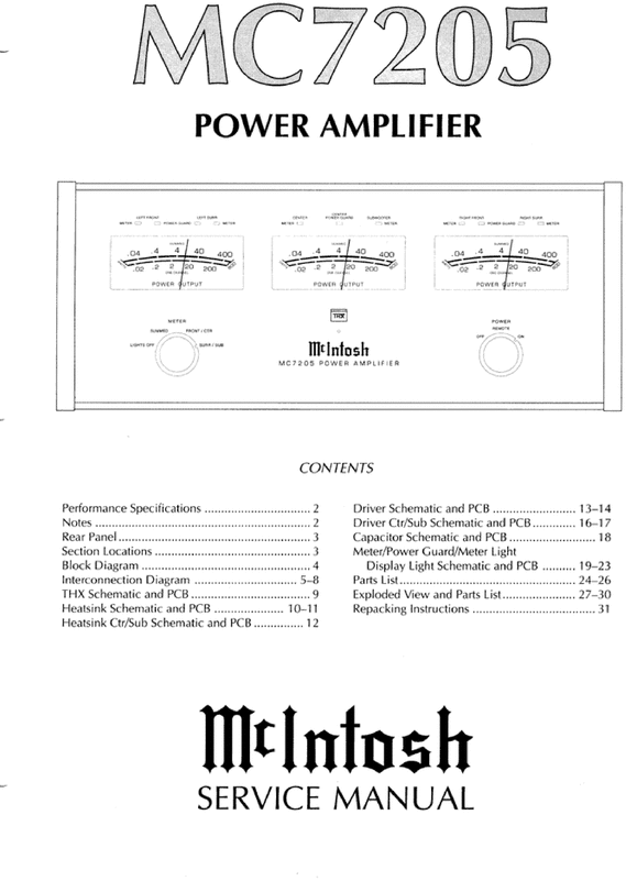 Product picture McIntosh M-7205 , Original Service Manual