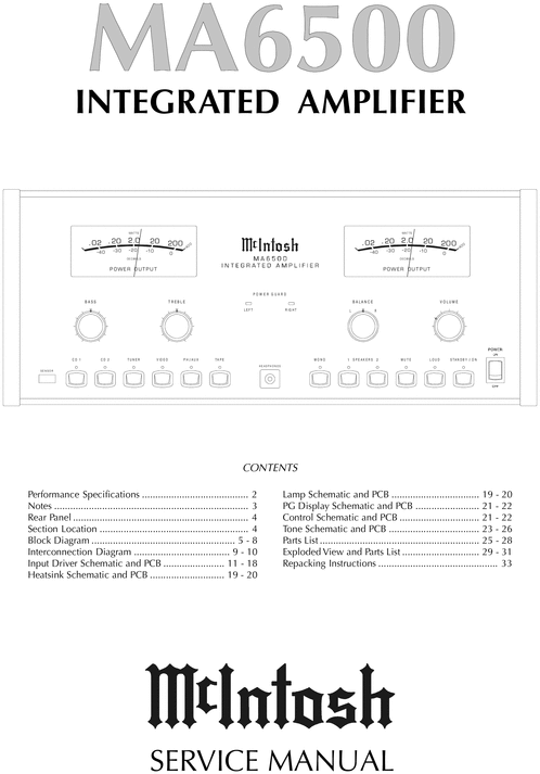 Product picture McIntosh MA-6500 , Original Service Manual