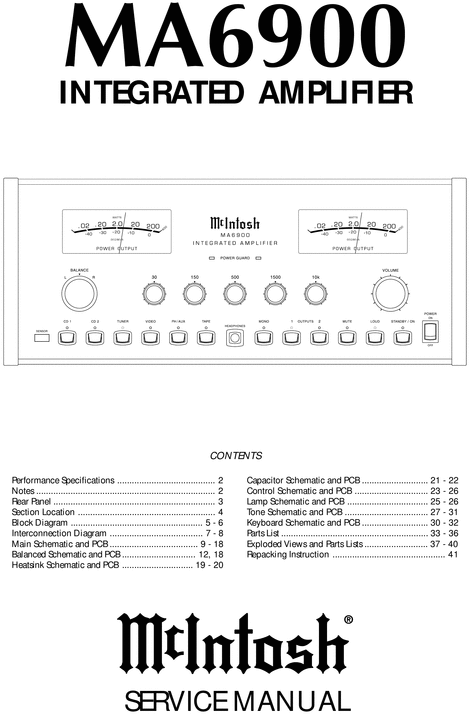 Product picture McIntosh MA-6900 , Original Service Manual