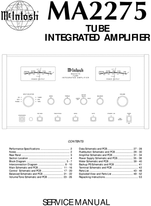 Product picture McIntosh MA-2275 , Original Service Manual