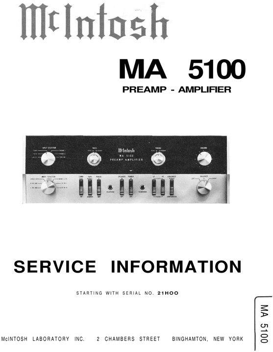 Product picture McIntosh MA-5100 , Original Service Manual