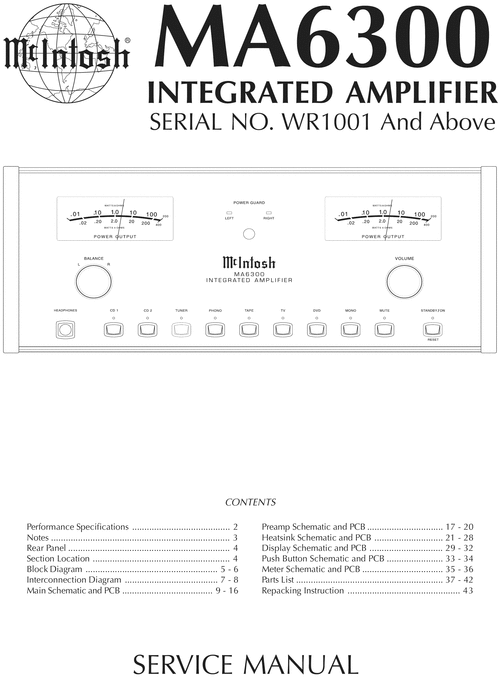 Product picture McIntosh MA-6300 , Original Service Manual