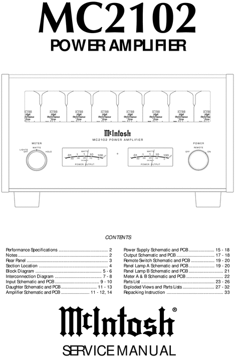 Product picture McIntosh MC-2102 , Original Service Manual