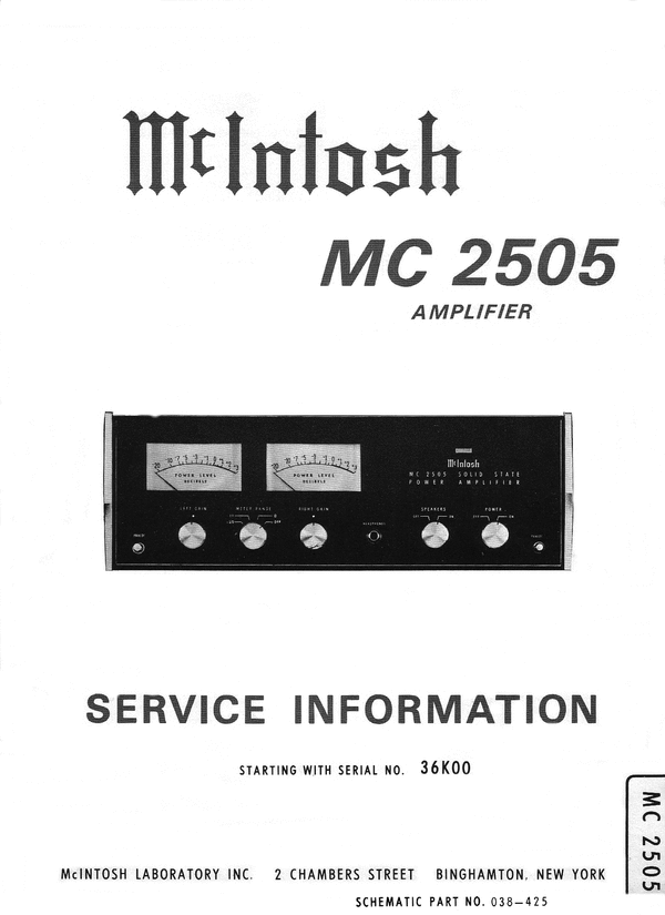 Product picture McIntosh MC-2505 , Original Service Manual