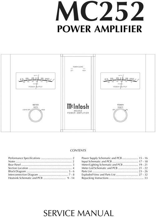 Product picture McIntosh MC-252 , Original Service Manual