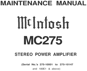 Product picture McIntosh MC-275 , Original Service Manual