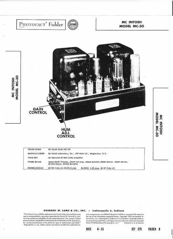 Product picture McIntosh MC-30 , Original Service Manual