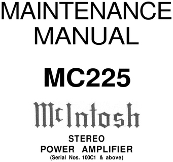 Product picture McIntosh MC-225 , Original Service Manual