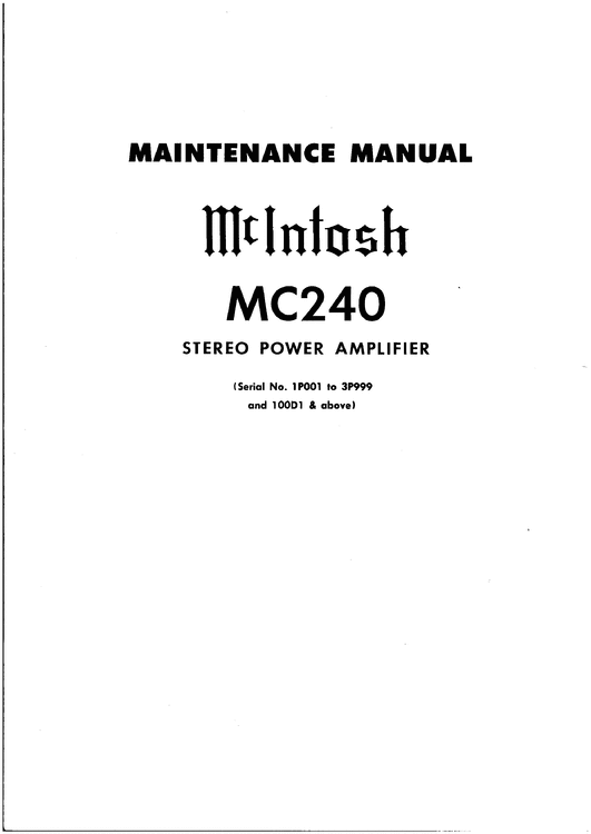 Product picture McIntosh MC-240 , Original Service Manual