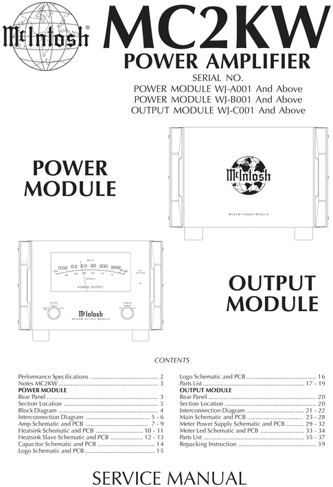 Product picture McIntosh MC2KW , Original Service Manual