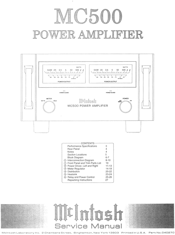Product picture McIntosh MC-500 , Original Service Manual