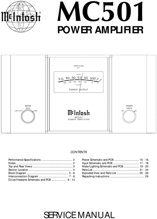 Product picture McIntosh MC-501 , Original Service Manual