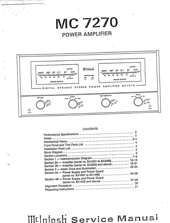 Product picture McIntosh MC-7270 , Original Service Manual