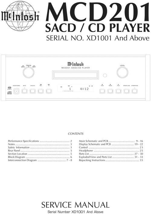 Product picture McIntosh MCD-201 , Original Service Manual