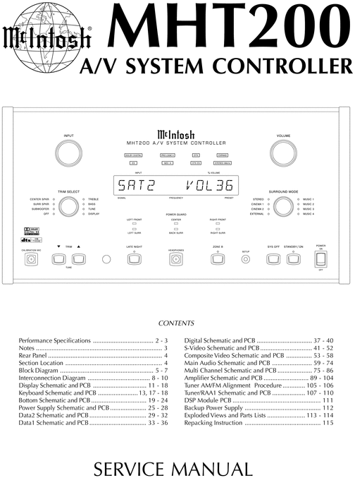 Product picture McIntosh MHT-200 , Original Service Manual