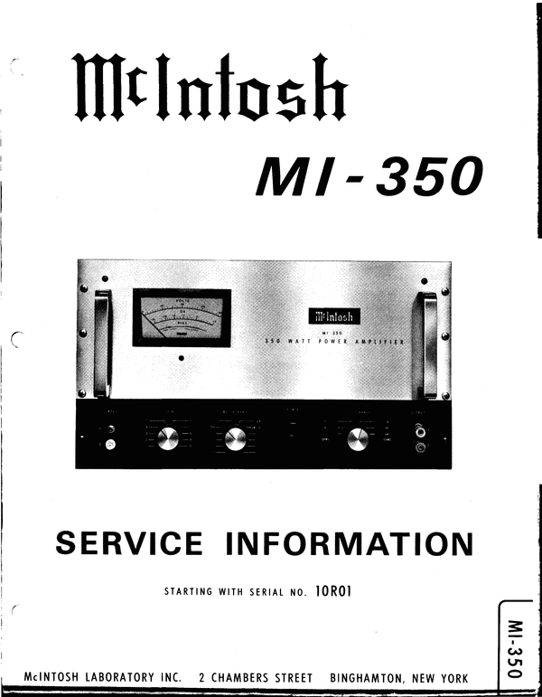 Product picture McIntosh MI-350 , Original Service Manual