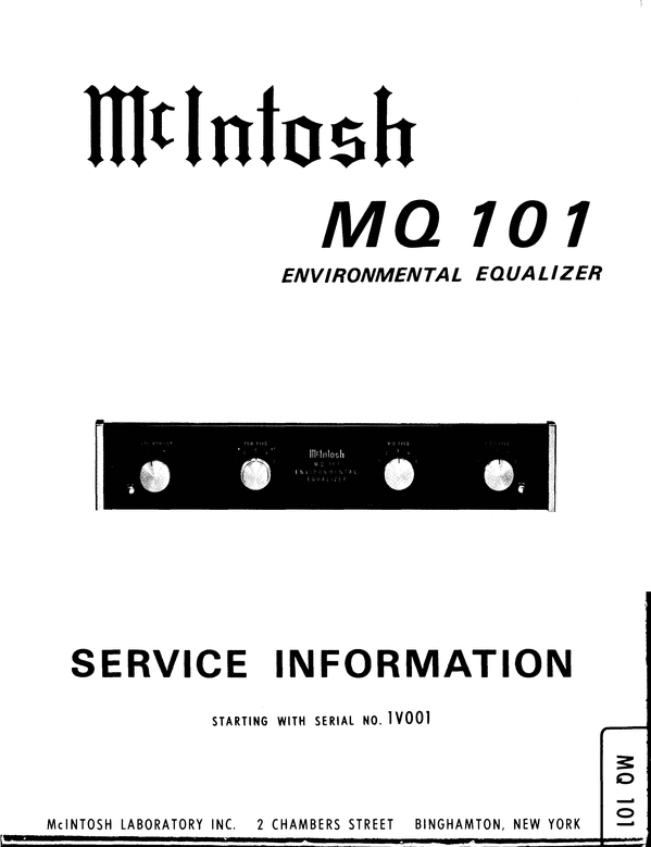 Product picture McIntosh MQ-101 , Original Service Manual