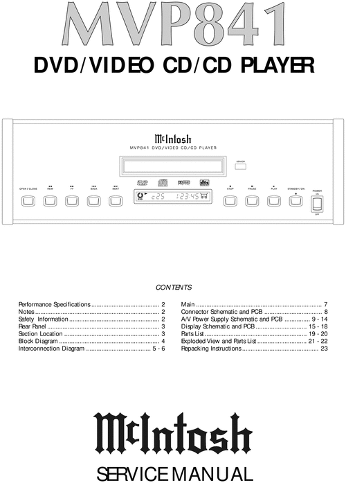 Product picture McIntosh MVP-841 , Original Service Manual
