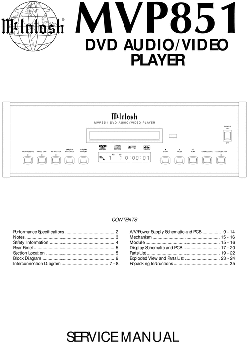 Product picture McIntosh MVP-851 , Original Service Manual