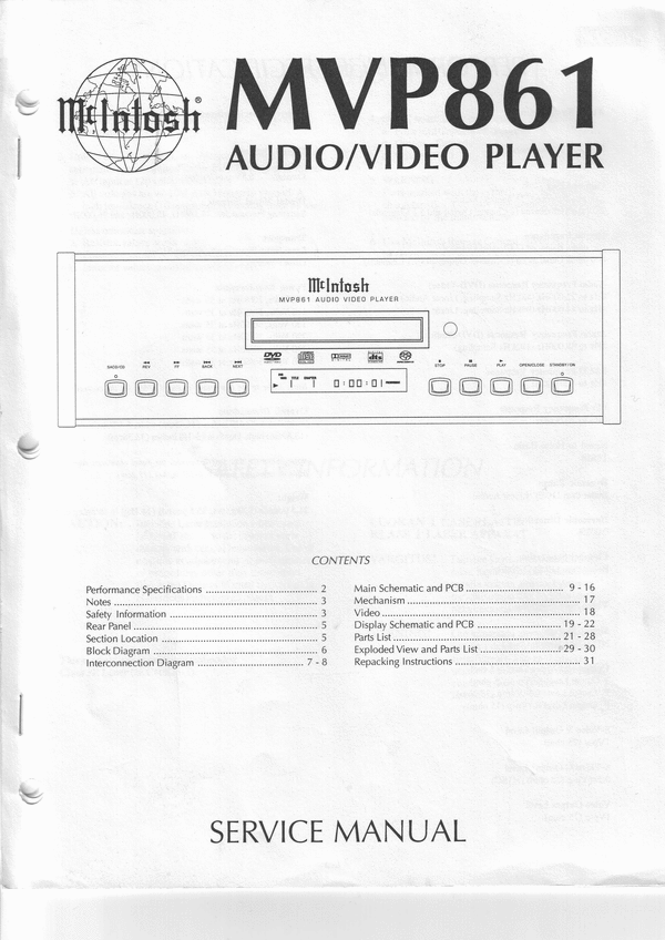 Product picture McIntosh MVP-861 , Original Service Manual