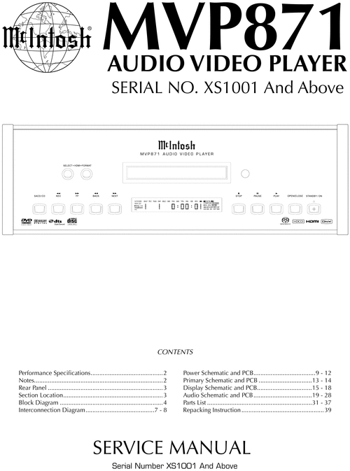 Product picture McIntosh MVP-871 , Original Service Manual