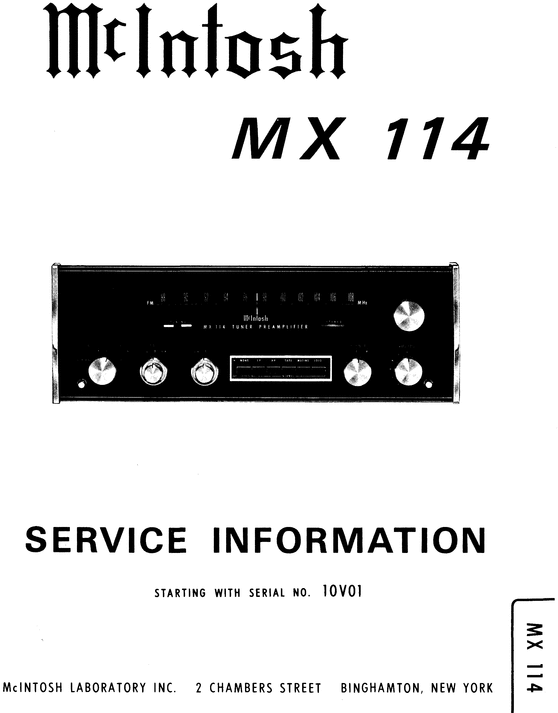 Product picture McIntosh MX-114 , Original Service Manual