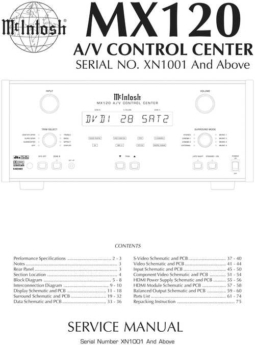 Product picture McIntosh MX-120 , Original Service Manual