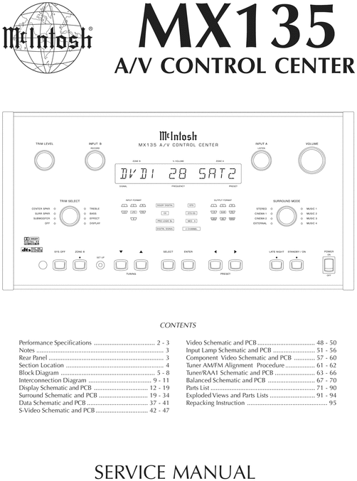 Product picture McIntosh MX-135 , Original Service Manual