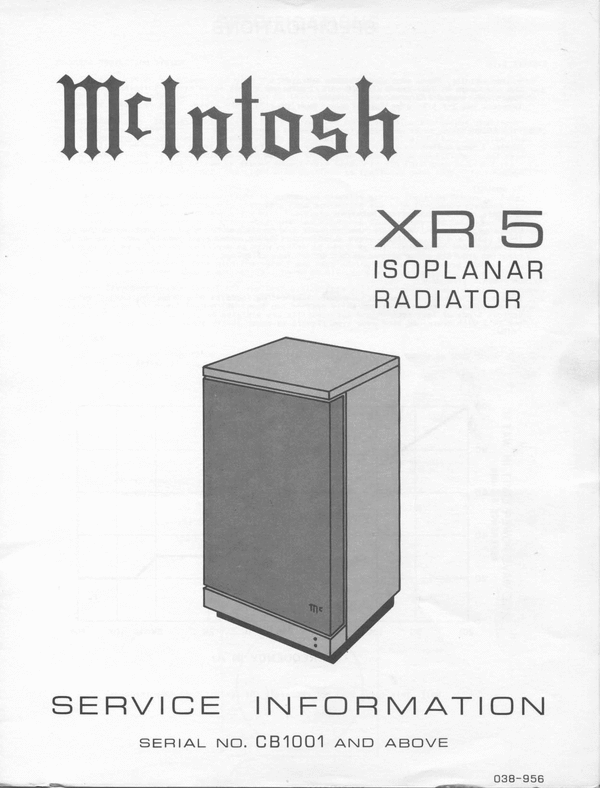 Product picture McIntosh XR-5 , Original Service Manual