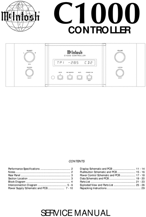 Product picture McIntosh C-1000C , Original Service Manual
