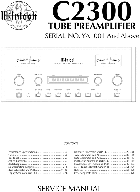 Product picture McIntosh C-2300 , Original Service Manual