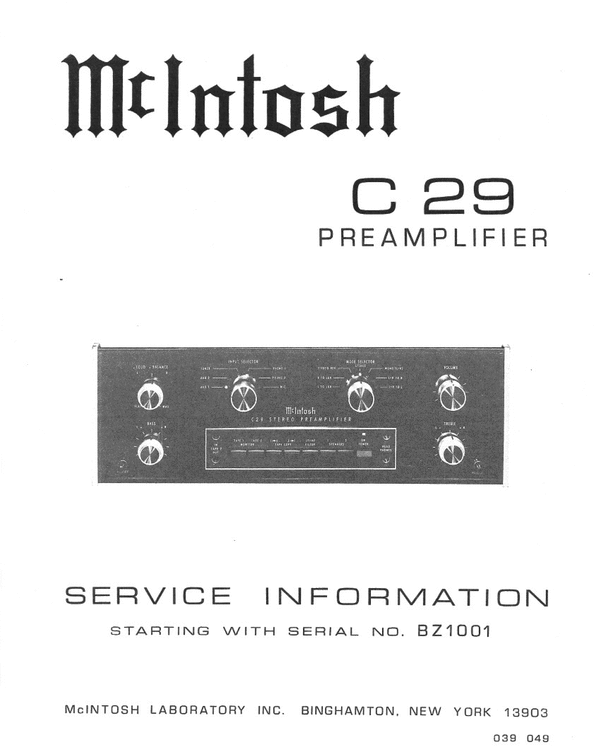 Product picture McIntosh C-29 , Original Service Manual