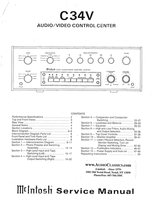 Product picture McIntosh C-34V , Original Service Manual