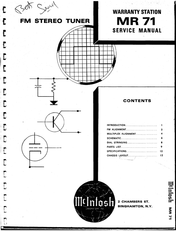 Product picture McIntosh MR-71 tuner , Original Service Manual
